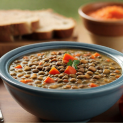 Lentil and Vegetable Soup with a Side of Whole Grain Bread