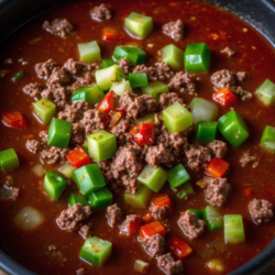 Stuffed Pepper Stew with a Crisp Garden Salad