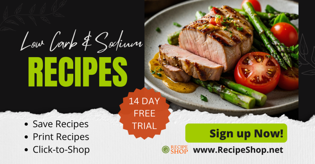 Recipe Shop - low carb, low sodium recipes