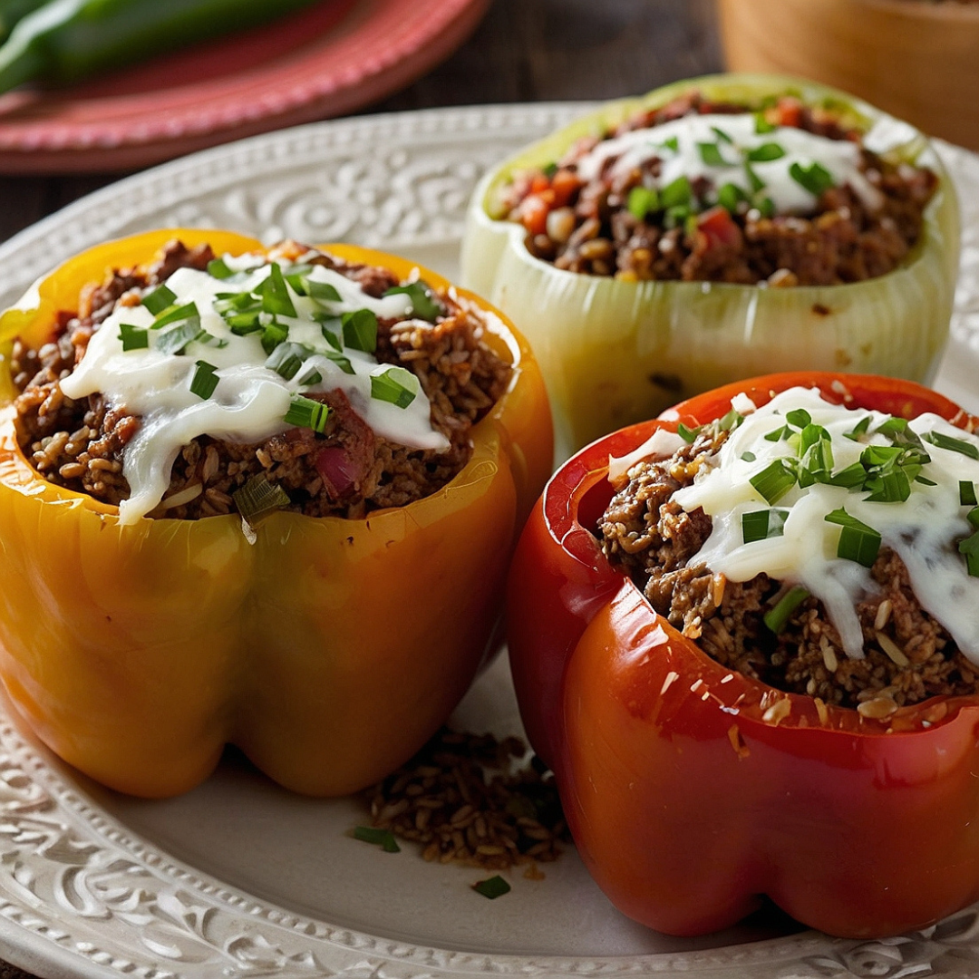 Italian Stuffed Peppers with Avocado-Chive Crispbread